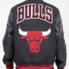 Black Chicago Bulls Pro Standard Flag Logo Wool Varsity Heavy Jacket