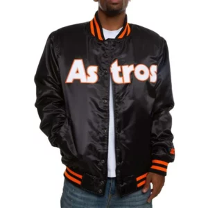 Houston Astros Black Label Satin Bomber Jacket
