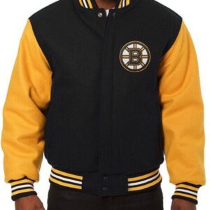 Boston Bruins Varsity Black and Yellow Wool Jacket