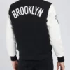 Brooklyn Nets Logo Black and White Letterman Jacket