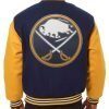 Buffalo Sabres Navy Blue and Yellow Varsity Jacket