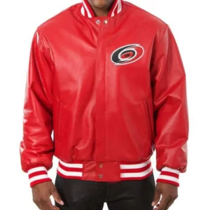 Varsity Carolina Hurricanes Red Leather Jacket