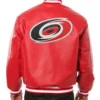 Varsity Carolina Hurricanes Red Leather Jacket