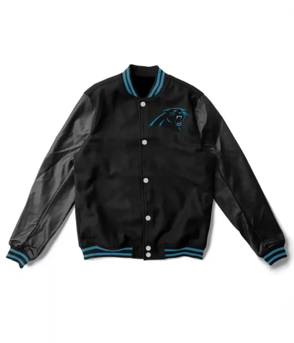 Letterman Carolina Panthers Black Wool/Leather Jacket