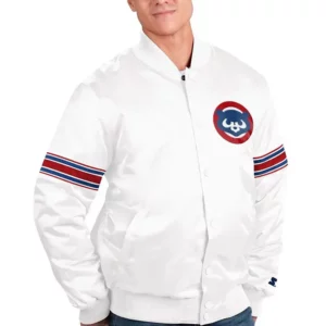 Chicago Cubs MLB Cream Black Varsity Jacket