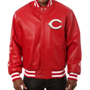 Varsity Letterman Red Cincinnati Reds Leather Jacket