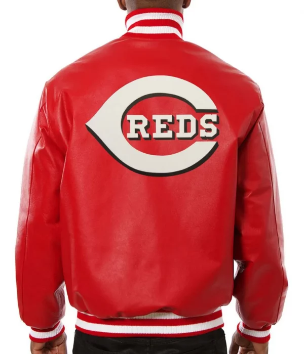 Varsity Letterman Red Cincinnati Reds Leather Jacket