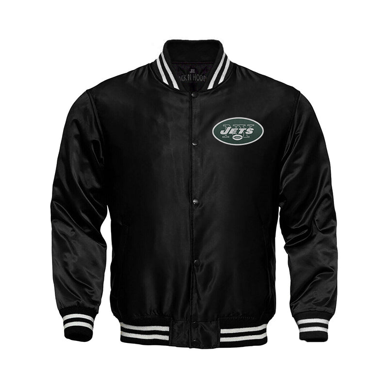 Starter Black New York Jets Locker Room Satin Varsity Full-Snap Jacket