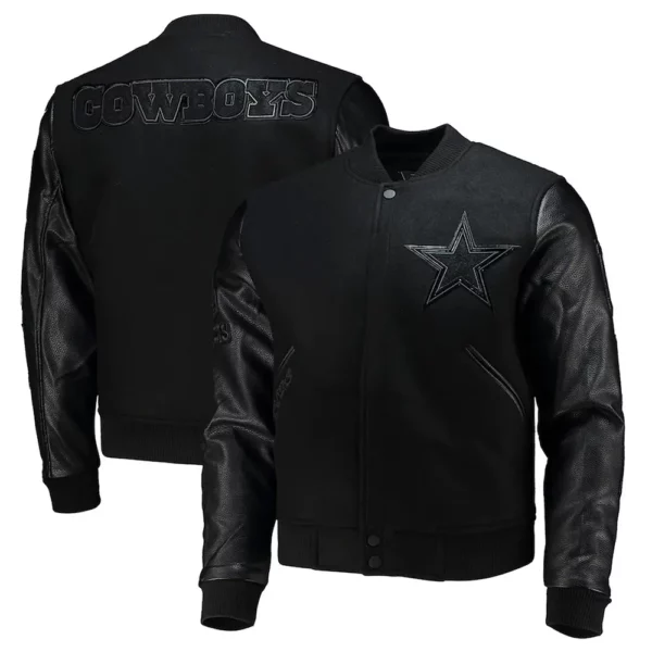 Dallas Cowboys Logo Black Letterman Jacket