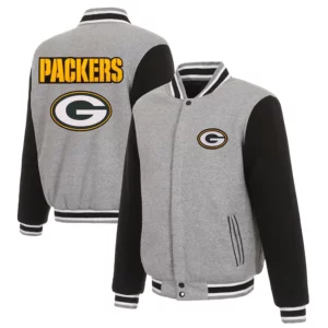 Gray/Black Green Bay Packers Varsity Wool Jacket