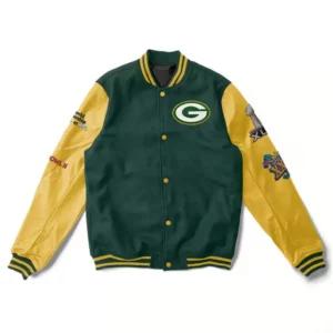 Green/Yellow Green Bay Packers 4X Super Bowl Champions Letterman Jacket