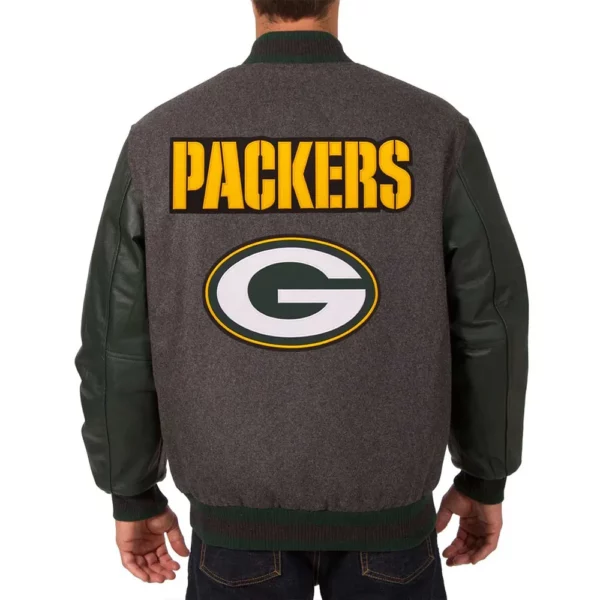 Green Bay Packers Charcoal and Green Varsity Jacket