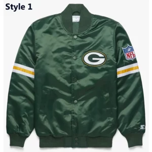 Green Bay Packers Striped Green Satin Jacket