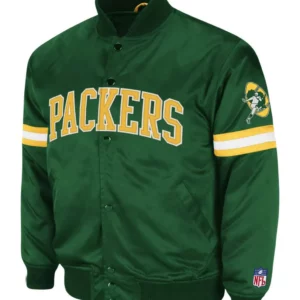 Bomber Backup Bay Packers Green Satin Jacket