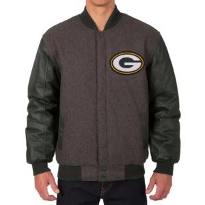 Green Bay Packers Charcoal and Green Varsity Jacket