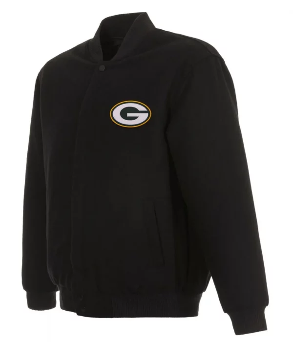 Varsity Green Bay Packers Black Wool Jacket