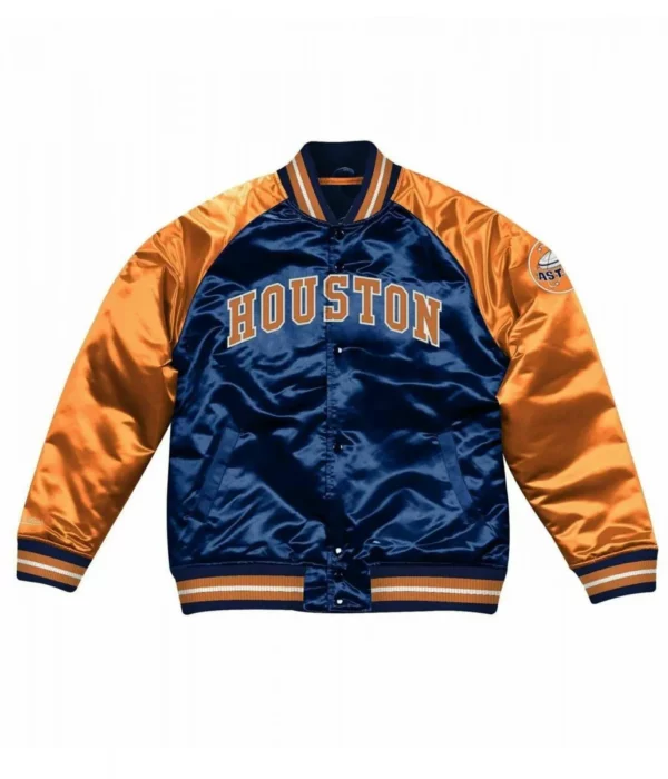 Houston Astros Varsity Blue and Orange Satin Jacket