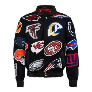 NFL Collage Wool & Leather Black Jacket