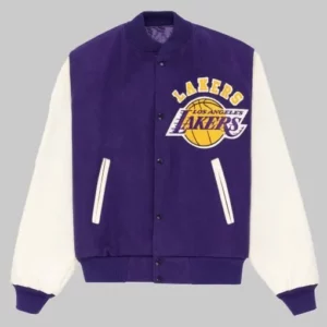 Vintage LA Lakers Purple and White Varsity Jacket