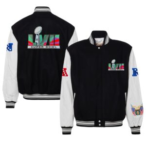 Men's Jeff Hamilton Black Super Bowl LVII Logo Wool & Leather Full-Snap Jacket