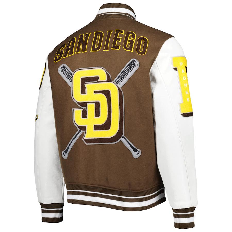 San Diego Padres Full Leather Jacket - Navy X-Large