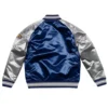Navy Blue/Silver Dallas Cowboys Varsity Satin Jacket