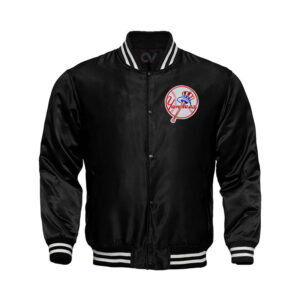 New York Yankees Starter Locker Room Satin Varsity Full-Snap Jacket – Black