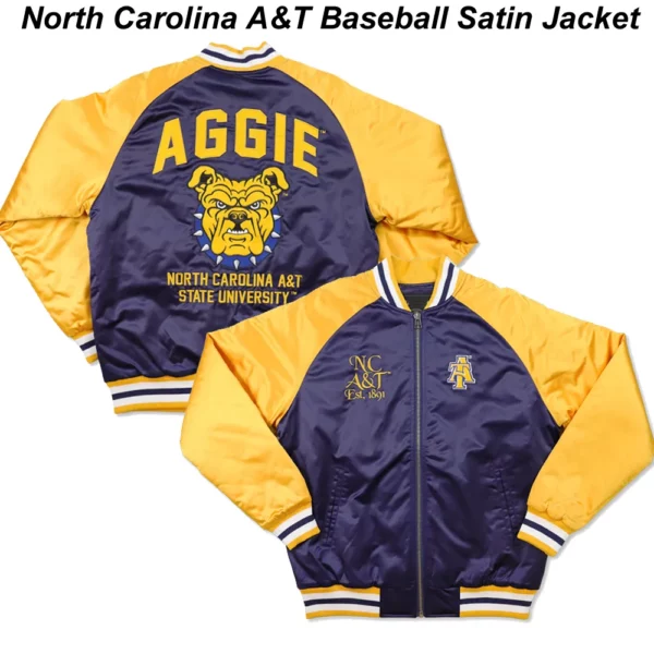 A&T North Carolina Baseball Varsity Satin Yellow and Blue Jacket