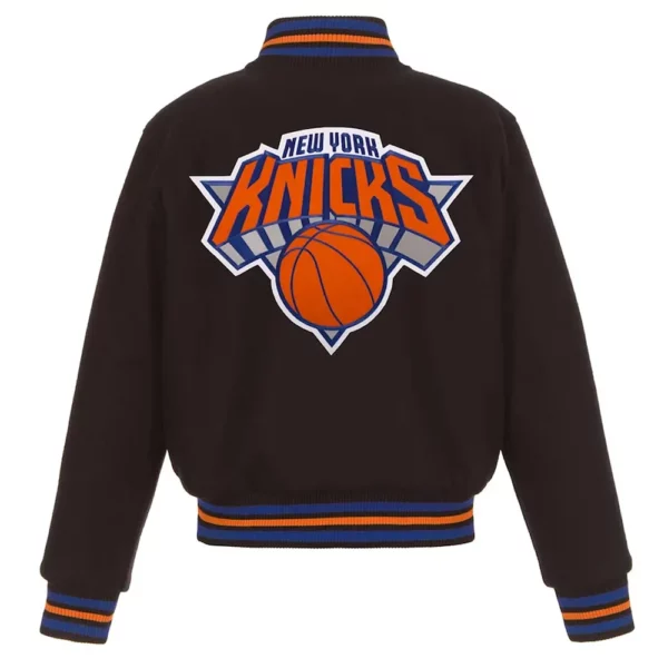 NY Knicks Embroidered Black Varsity Wool Jacket