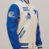 Off White Royal Blue Dallas Cowboys Pro Standard Logo Wool Varsity Heavy Jacket