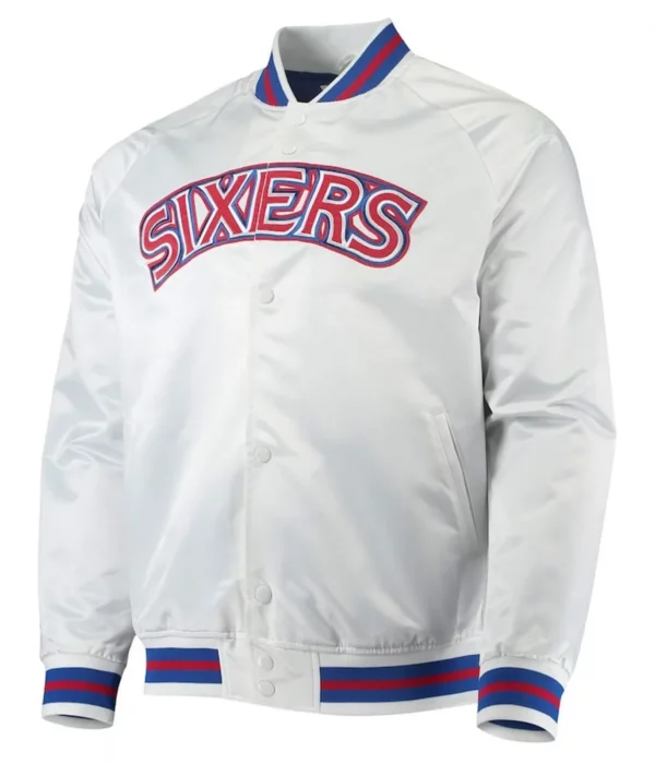 Hardwood Classics Philadelphia 76ers White Full-Snap Raglan Jacket