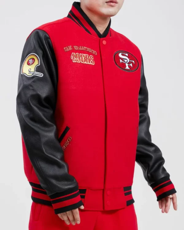 Red Black San Francisco 49ers Pro Standard Logo Wool Varsity Heavy Jacket