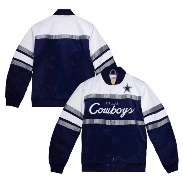 Navy/White Special Script Dallas Cowboys Satin Jacket