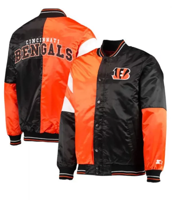 Cincinnati Bengals Starter Black and Orange Satin Jacket