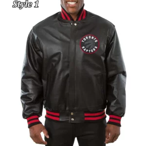 Varsity Toronto Raptors Black Leather Jacket