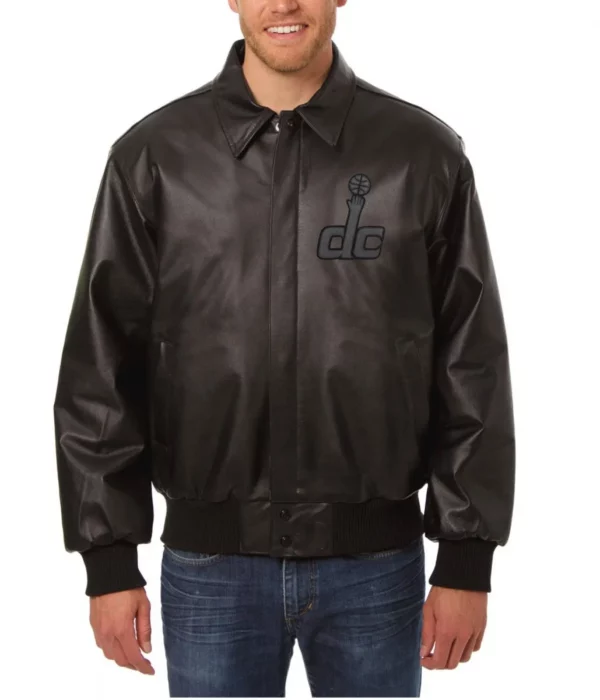Washington Wizards Black Printed Leather Jacket