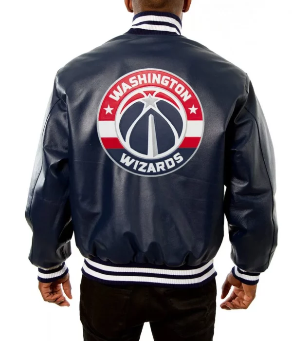 Varsity Washington Wizards Navy Blue Leather Jacket