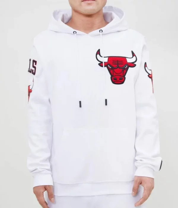 White Chicago Bulls Fleece Hoodie