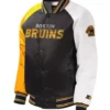 Youth Boston Bruins Black Varsity Satin Jacket