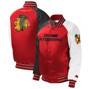 Youth Chicago Blackhawks Red Varsity Satin Jacket