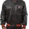 Philadelphia Flyers Black Leather Bomber Jacket
