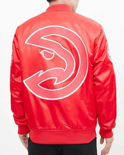Atlanta Hawks Big Logo Satin Red Jacket