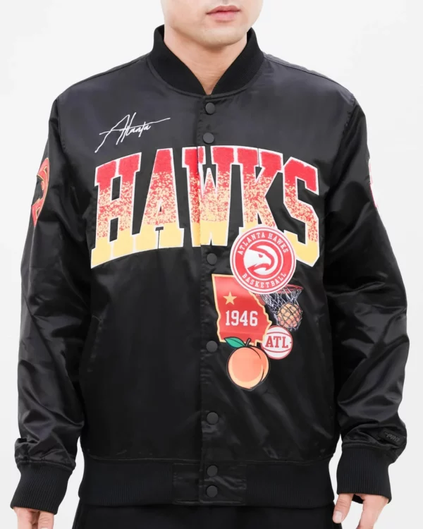 Atlanta Hawks Home Town Satin Black Jacket