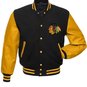 Chicago Blackhawks NHL Varsity Black and Yellow Jacket