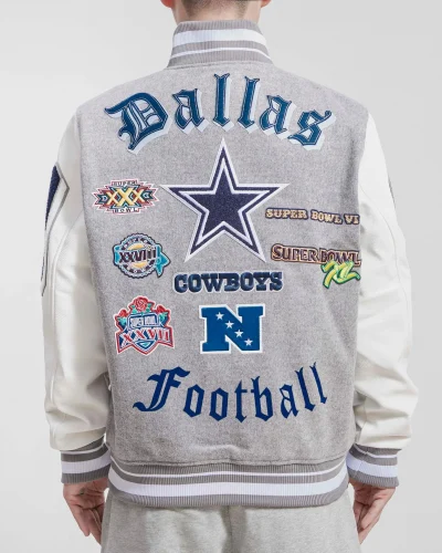 Dallas Cowboys Old English Wool Grey Varsity Jacket