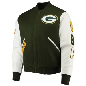Green Bay Packers Logo Green and White Varsity Jacket