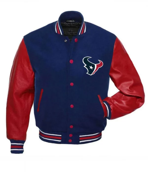 Houston Texans NFL Letterman Red and Blue Jacket