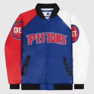 Detroit Pistons Varsity Satin Full-Snap Jacket