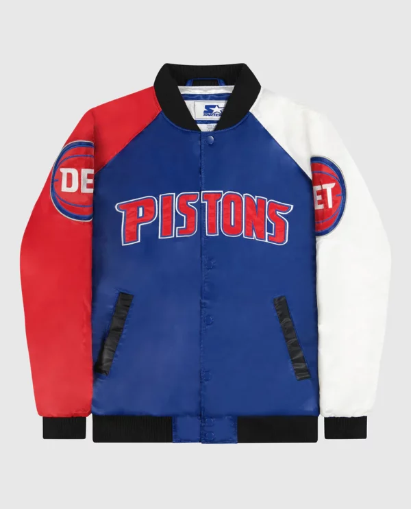 Detroit Pistons Varsity Satin Full-Snap Jacket