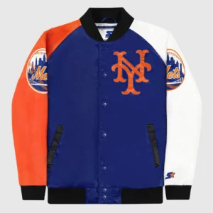 NEW YORK METS VARSITY SATIN FULL-SNAP JACKET